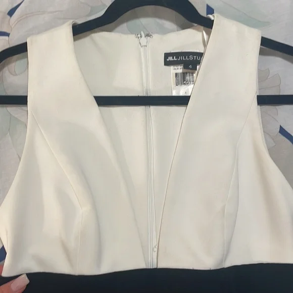 Jill Jill Stuart Dresses 4 Colorblock Plunge Gown Black/Ivory - Picture 9 of 11